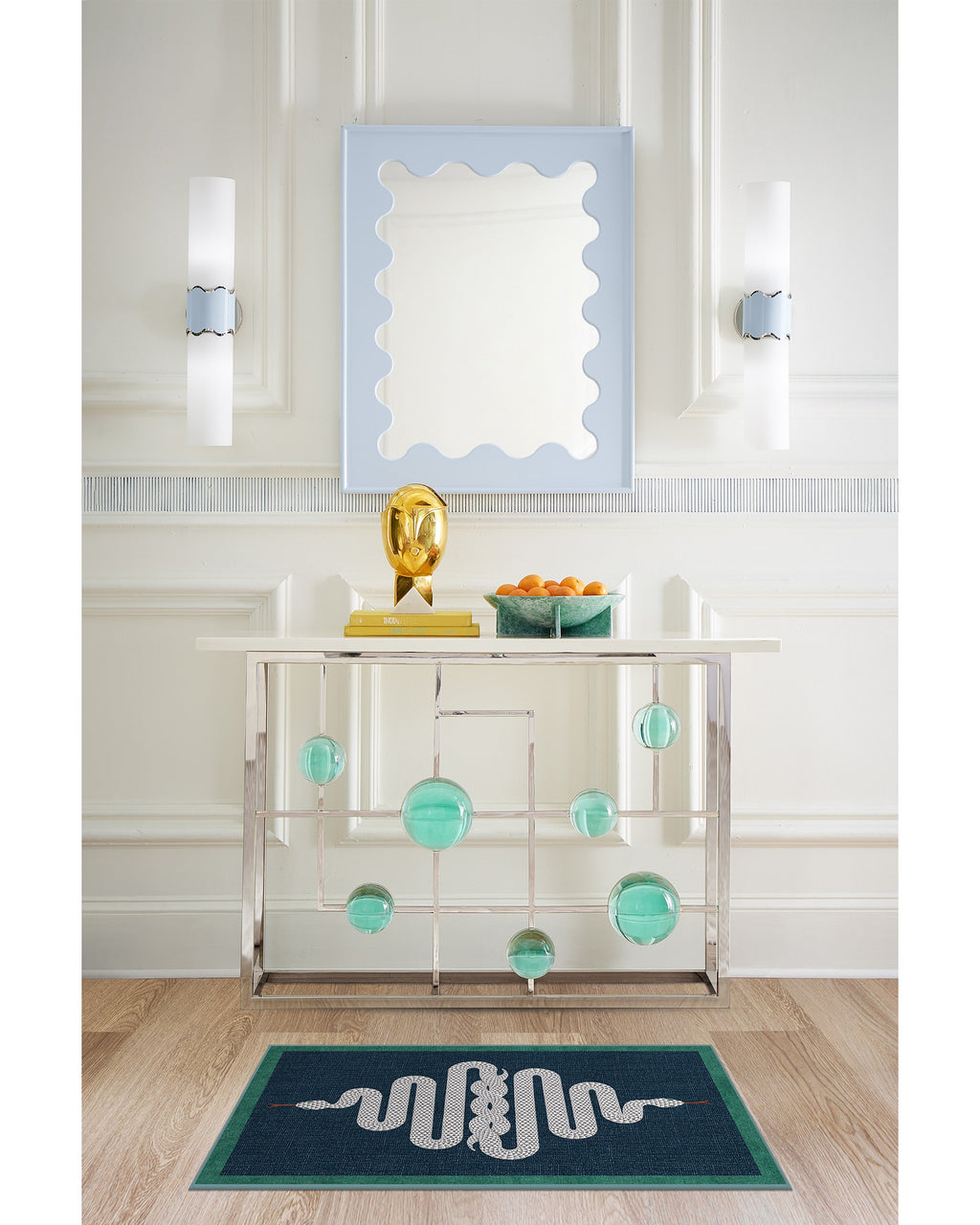 Venom Sapphire Flatwoven Rug by Jonathan Adler