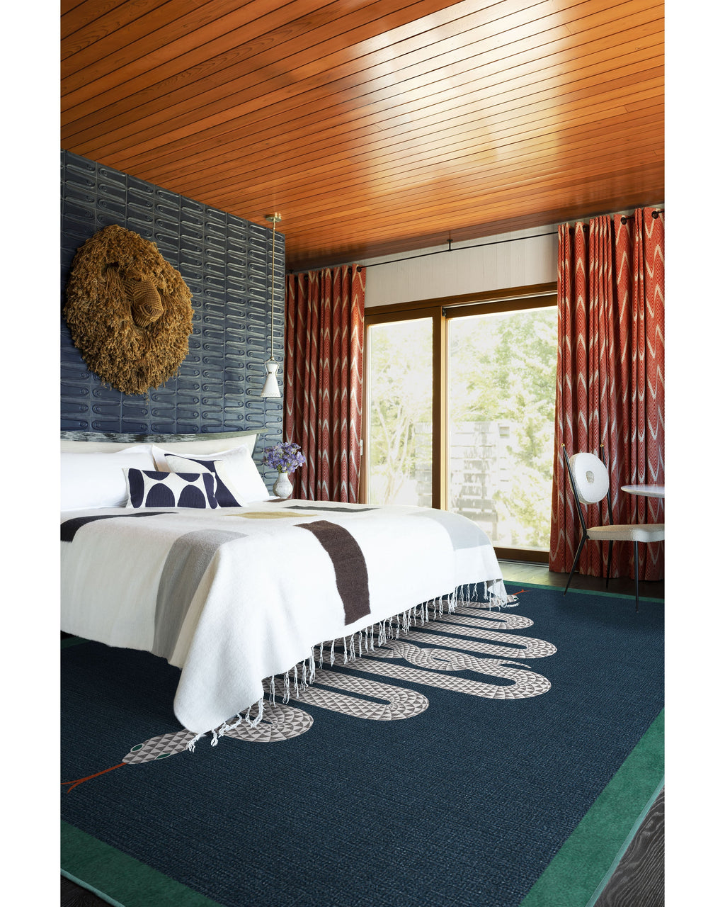 Venom Sapphire Flatwoven Rug by Jonathan Adler