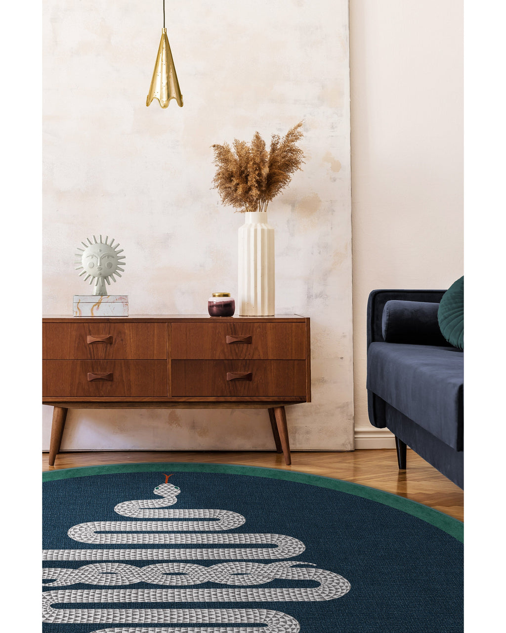 Venom Sapphire Flatwoven Rug by Jonathan Adler