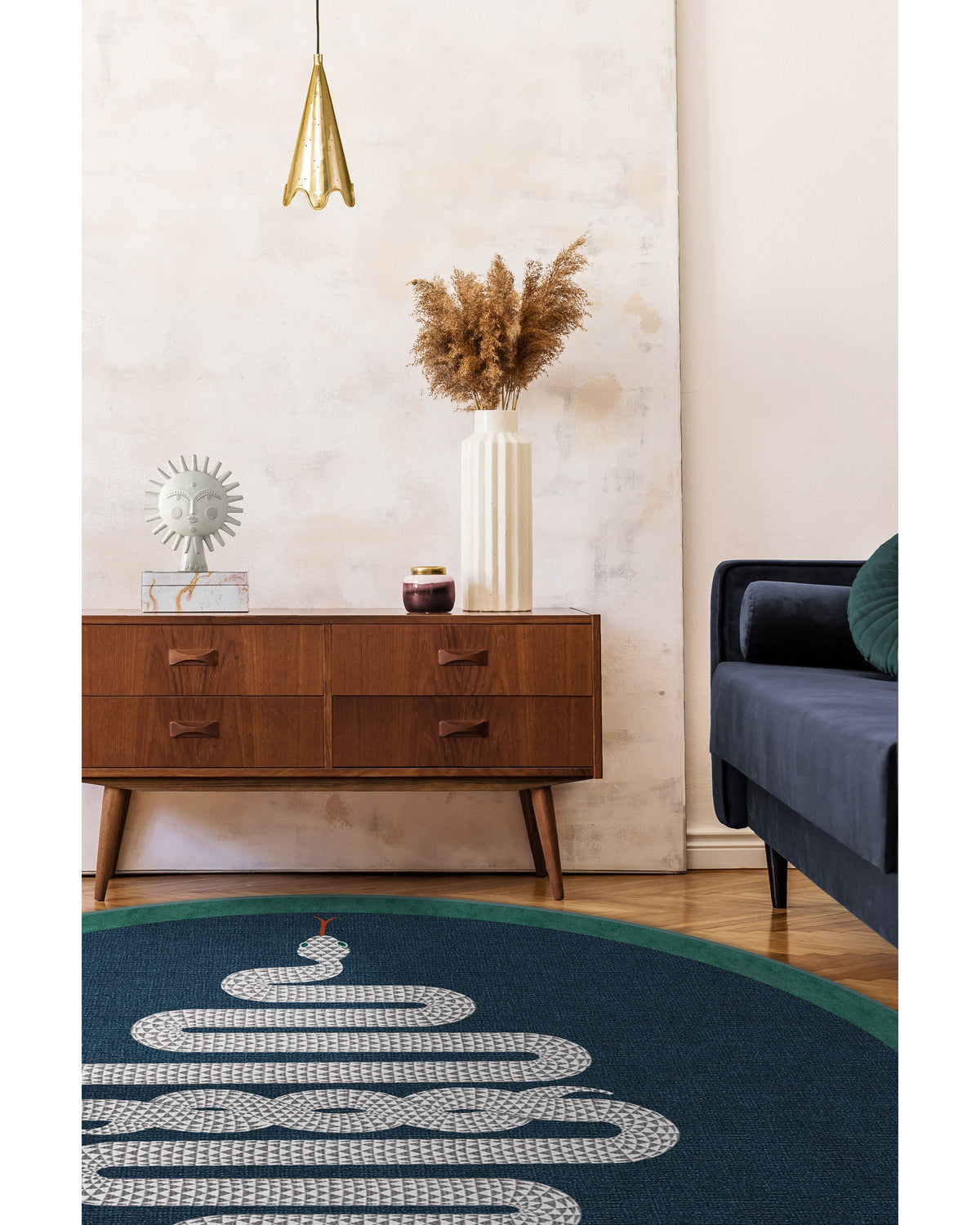 Venom Sapphire Flatwoven Rug by Jonathan Adler