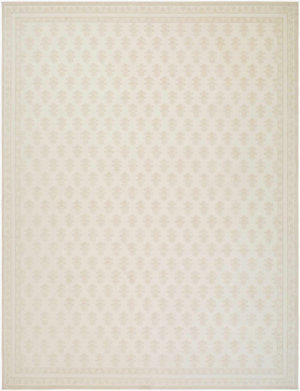 Darwid Beige Damask Washable Area Rug