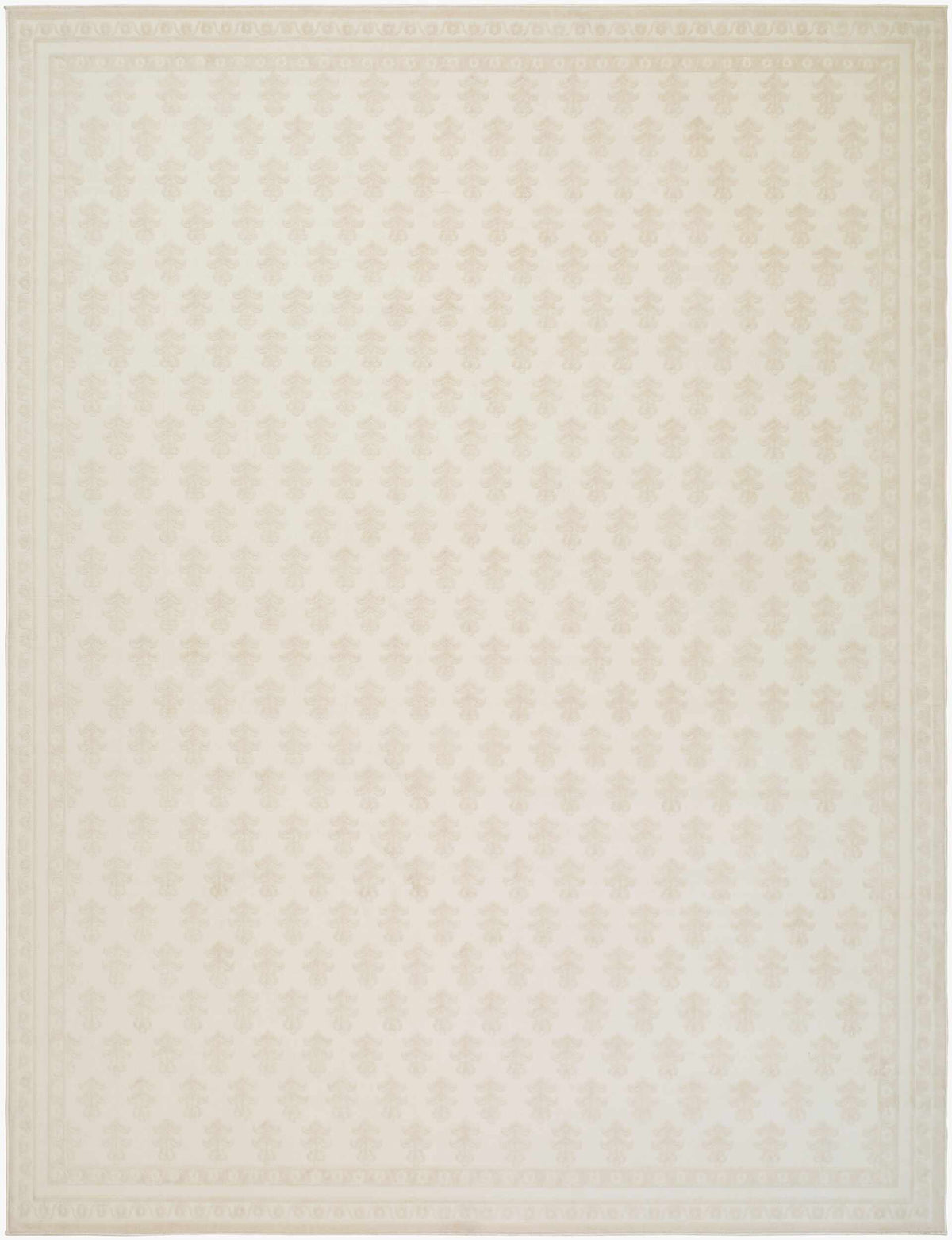 Darwid Beige Damask Washable Area Rug