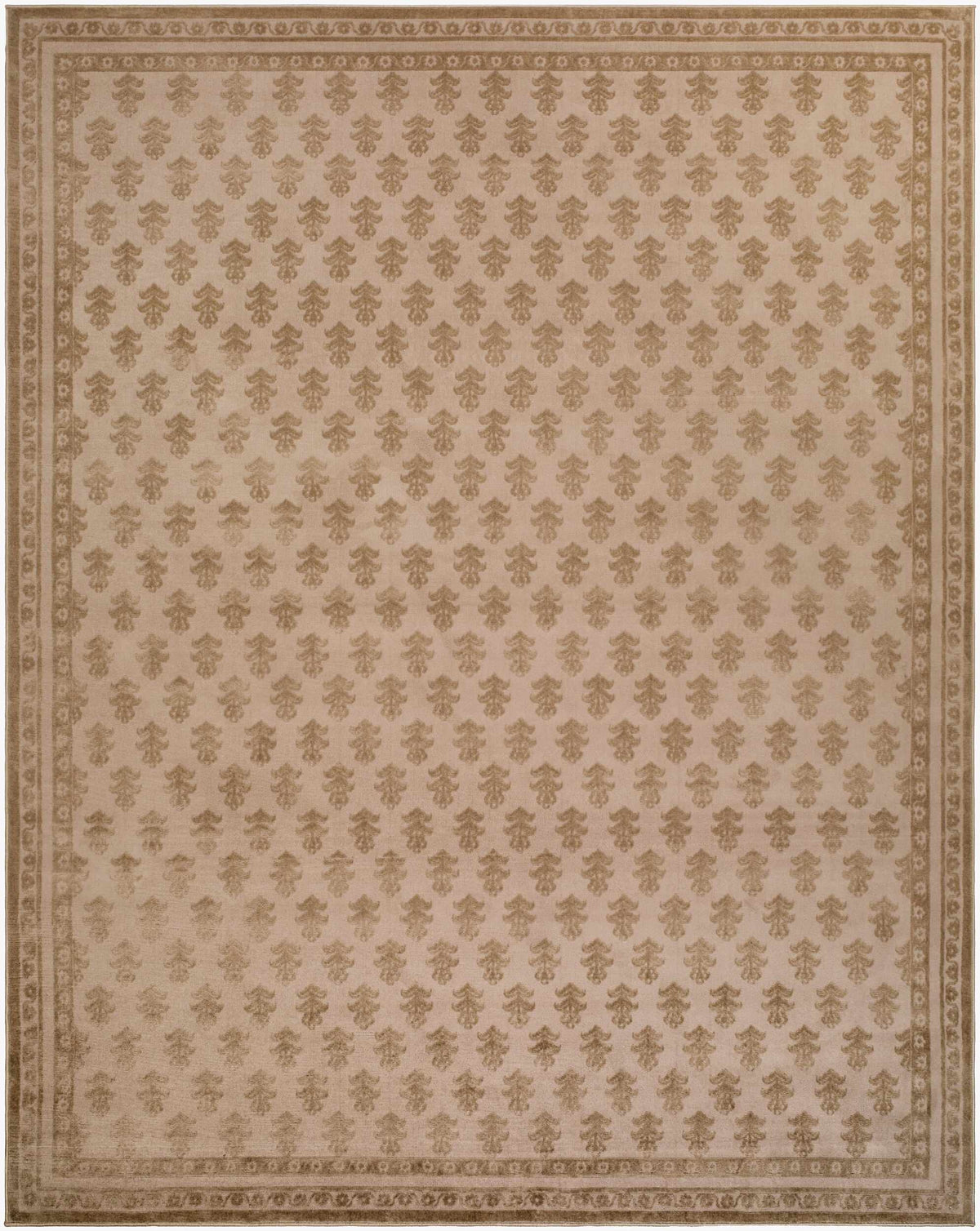 Darwid Camel Damask Washable Area Rug