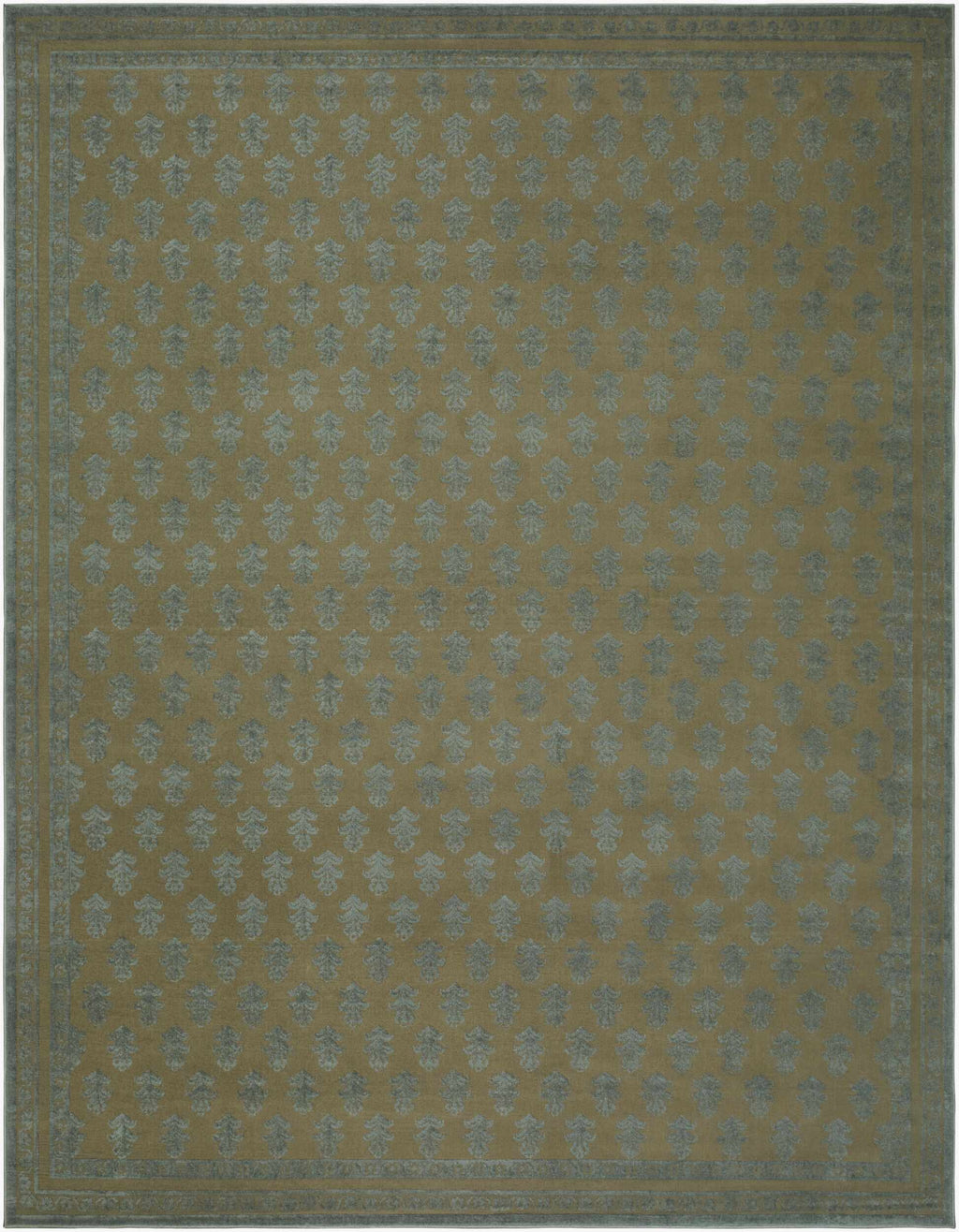 Darwid Green Damask Washable Area Rug