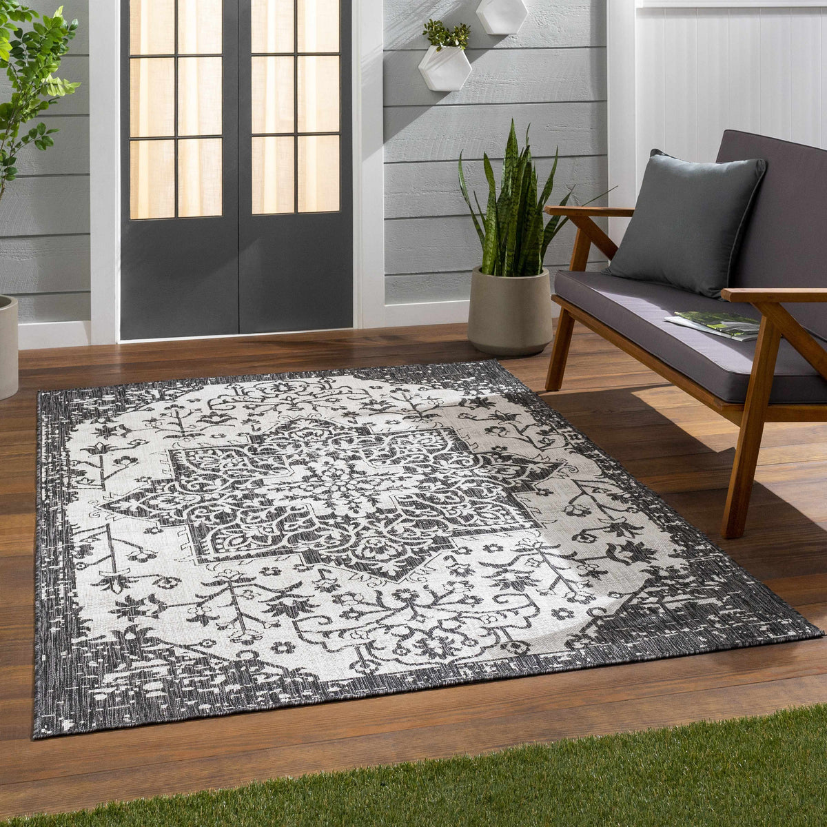 Charcoal Kilmacolm Indoor & Outdoor Area Rug - Clearance