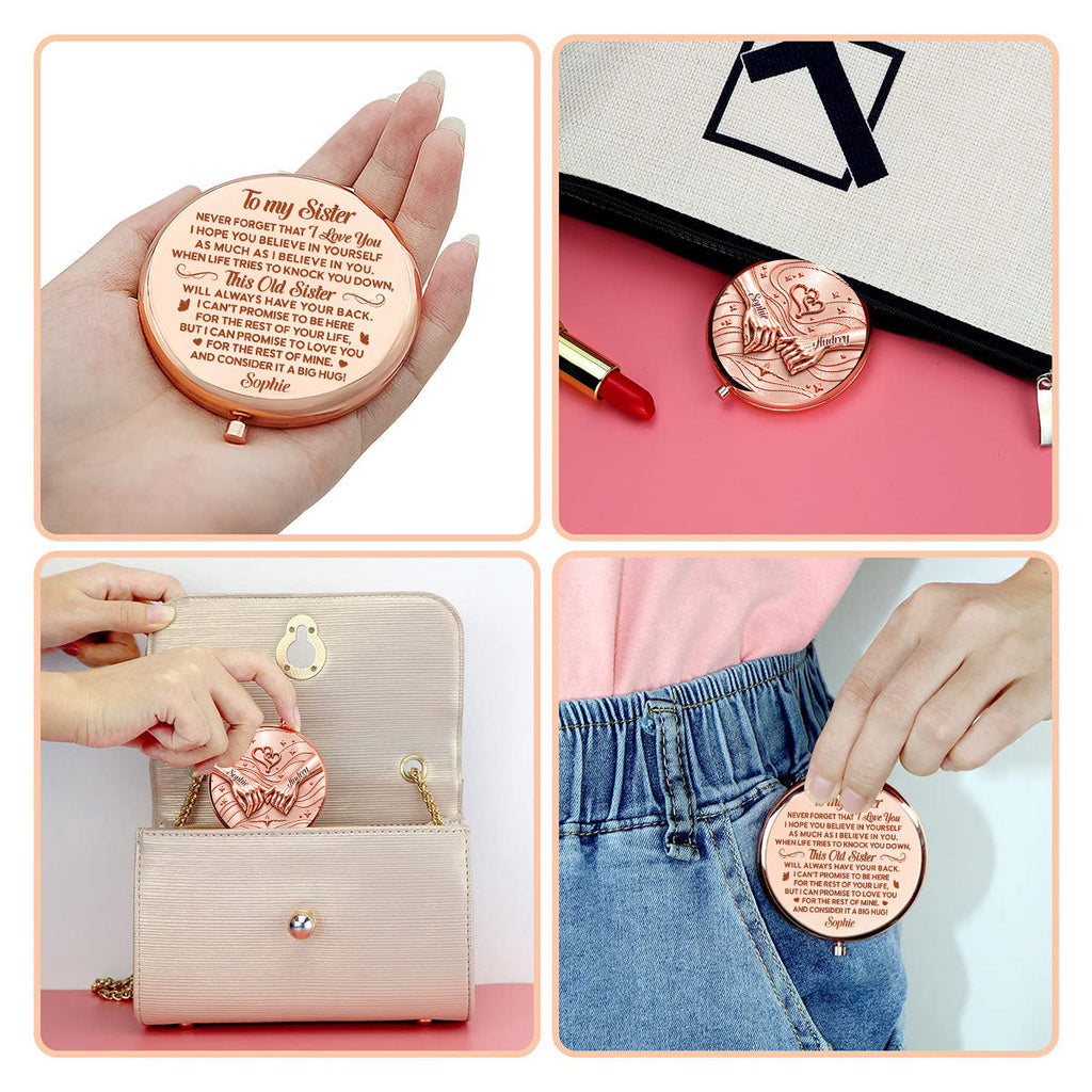 A Big Hug For My Sister - Personalize Compact Mirror