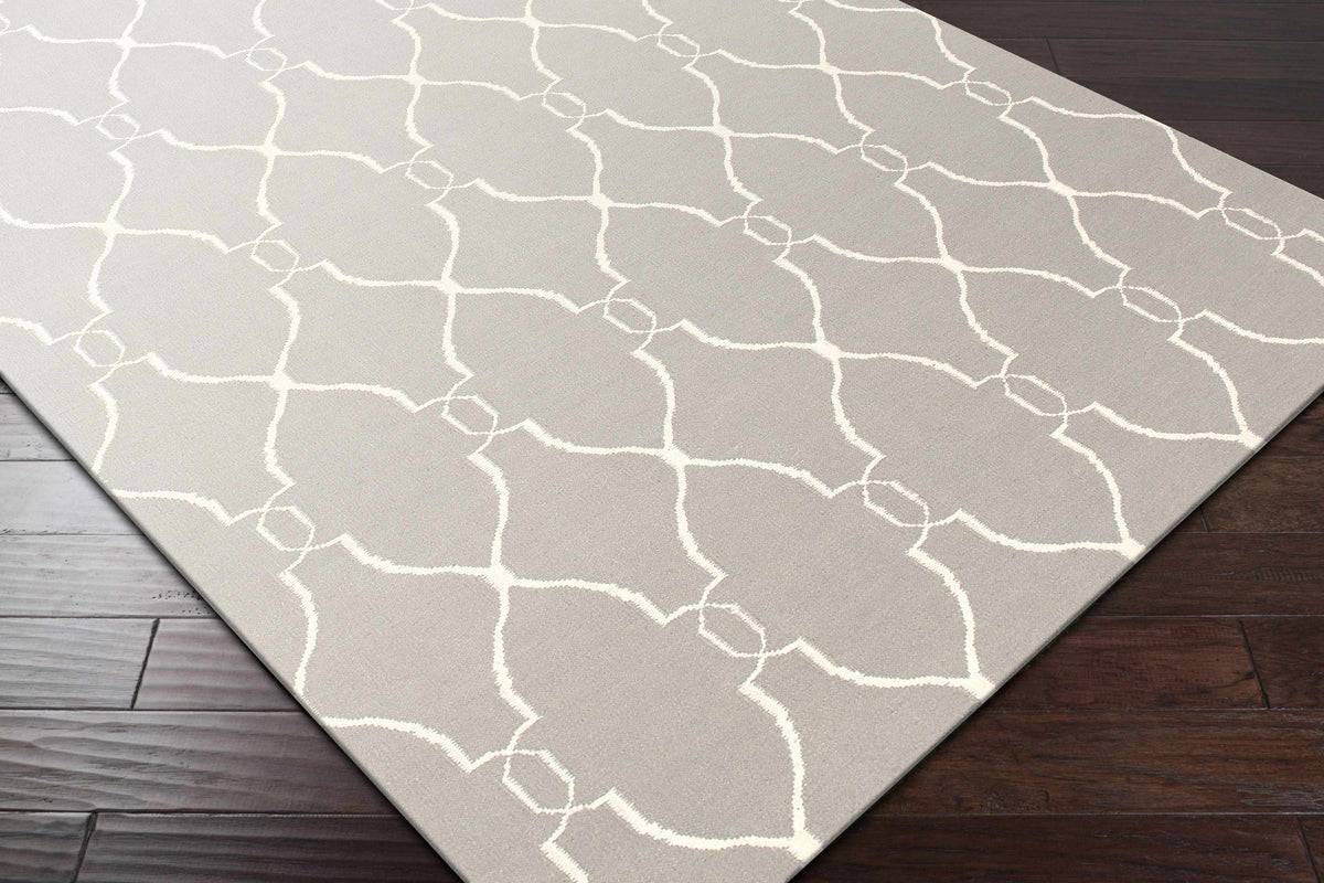 Lamy Beige Trellis Wool Rug - Clearance
