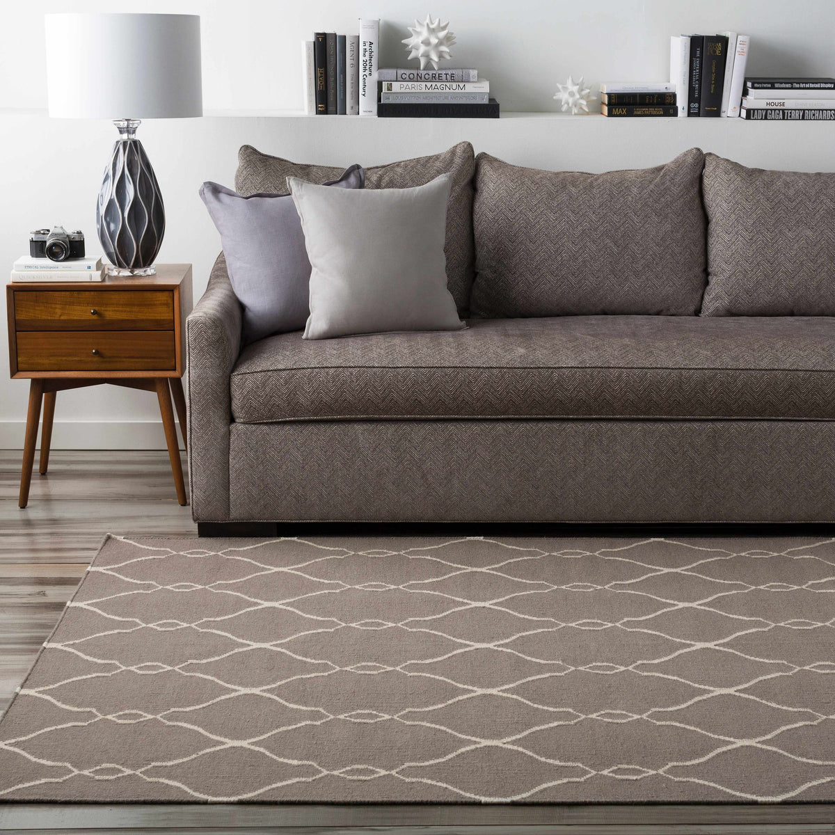 Lamy Beige Trellis Wool Rug - Clearance