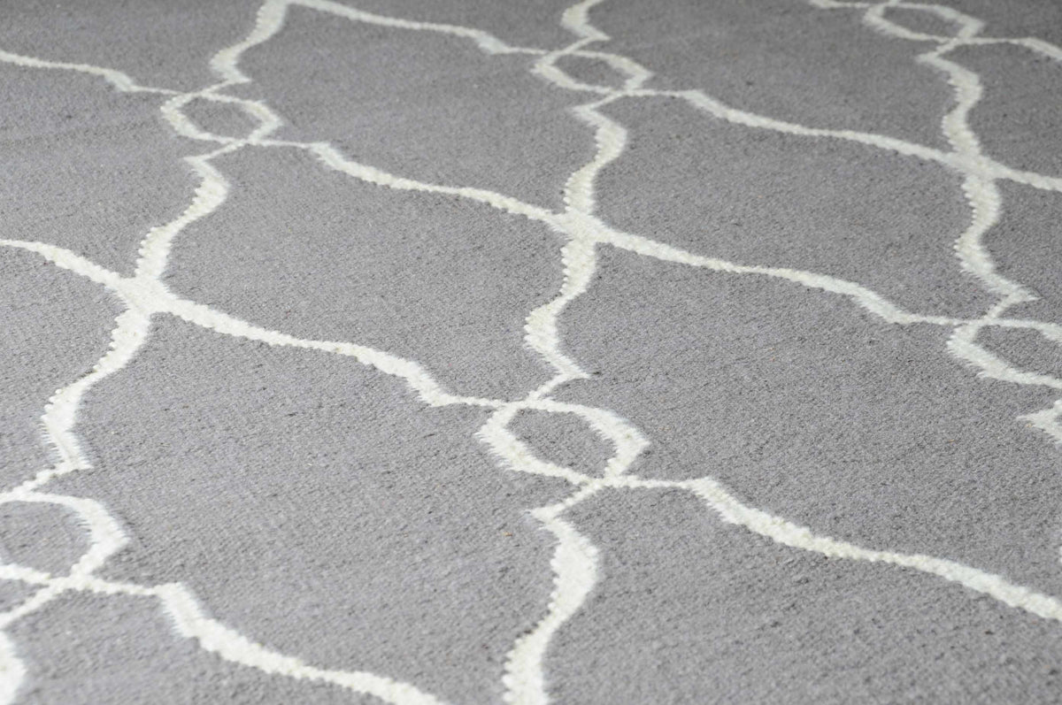 Lamy Beige Trellis Wool Rug - Clearance