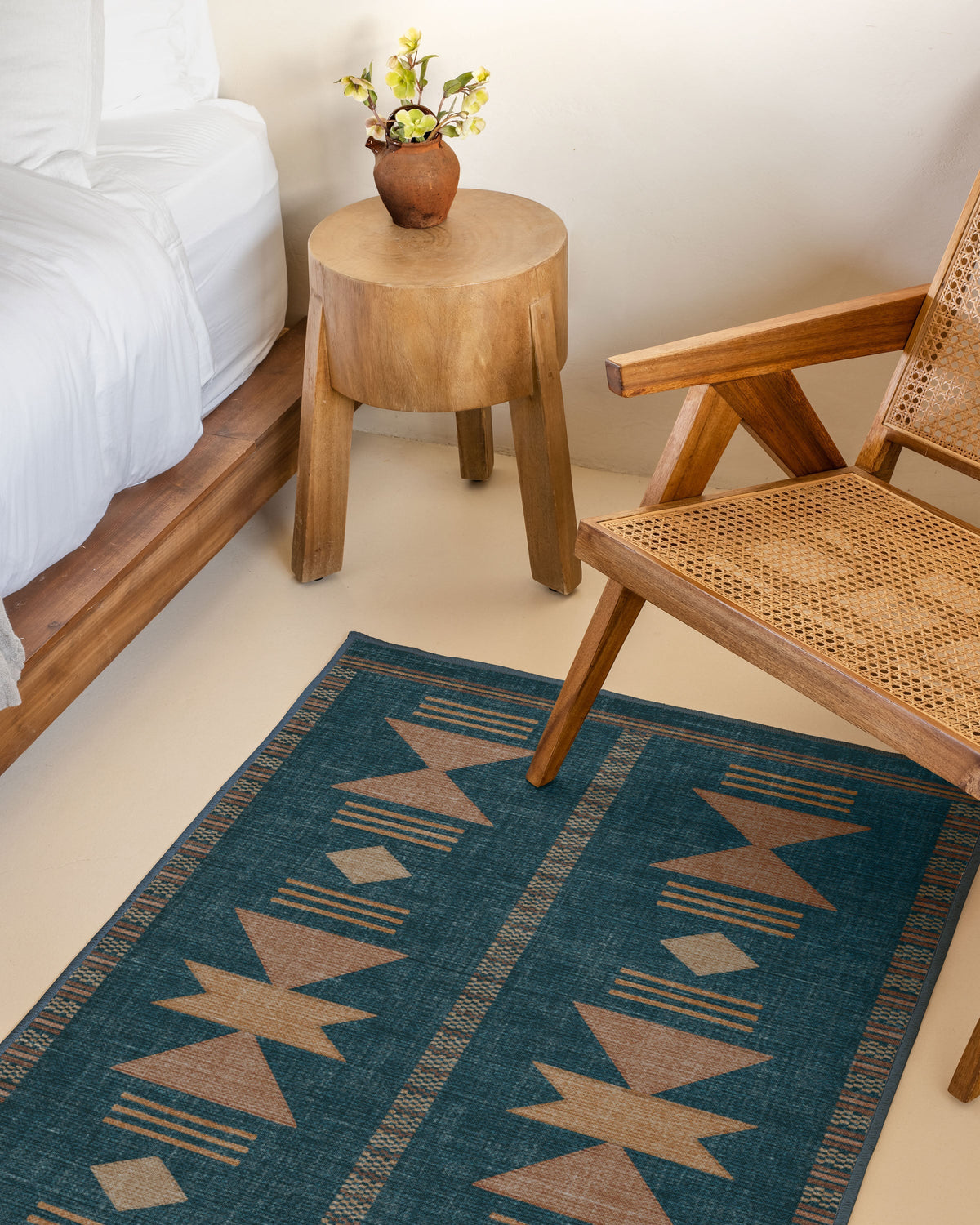 Lark Blue & Rose Flatwoven Rug