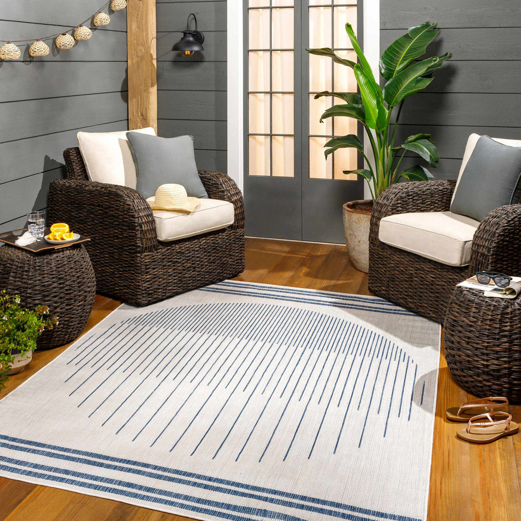 Aviya Blue & Gray Outdoor Area Rug - Clearance