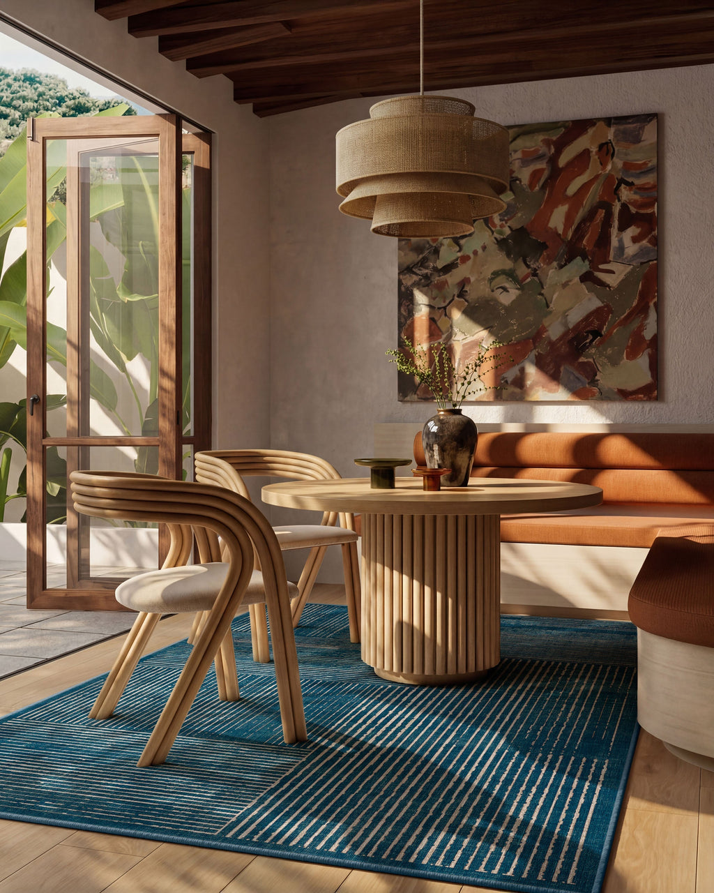 Linear Oasis Blue Rug