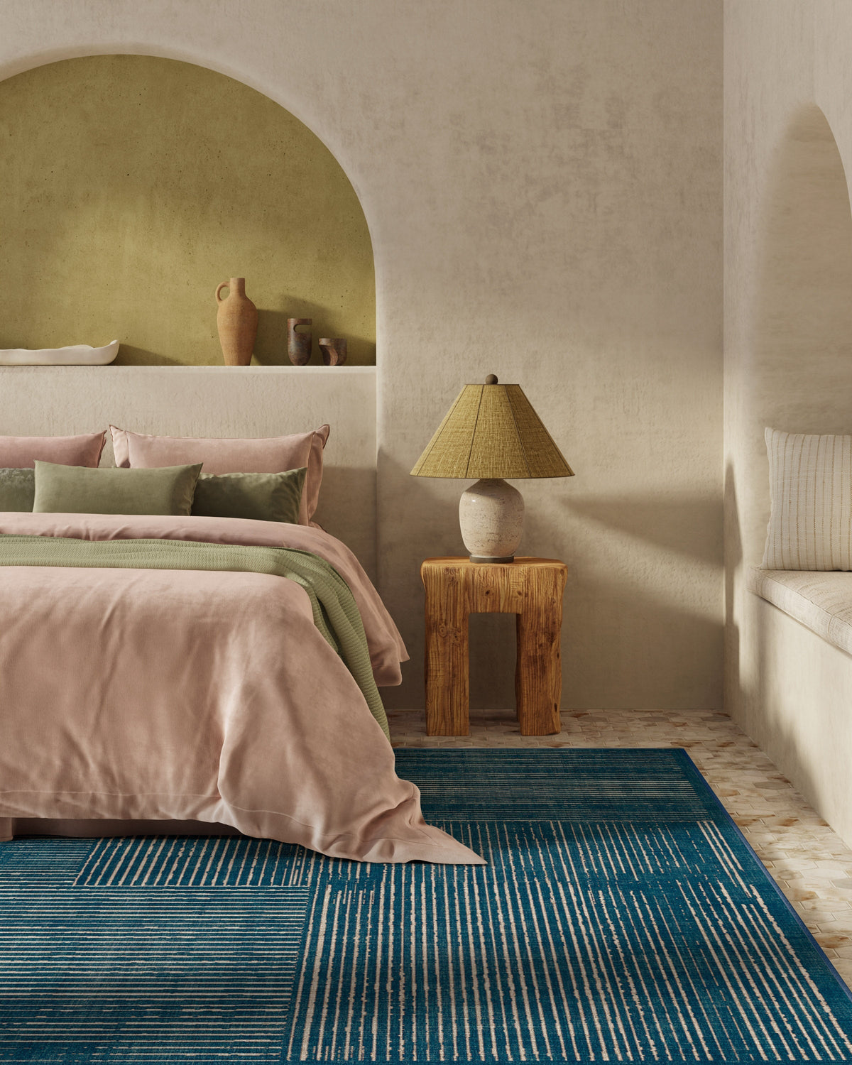 Linear Oasis Blue Rug