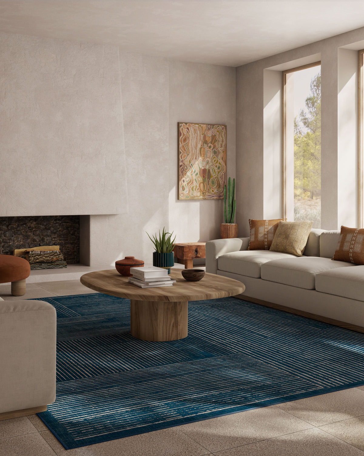 Linear Oasis Blue Rug
