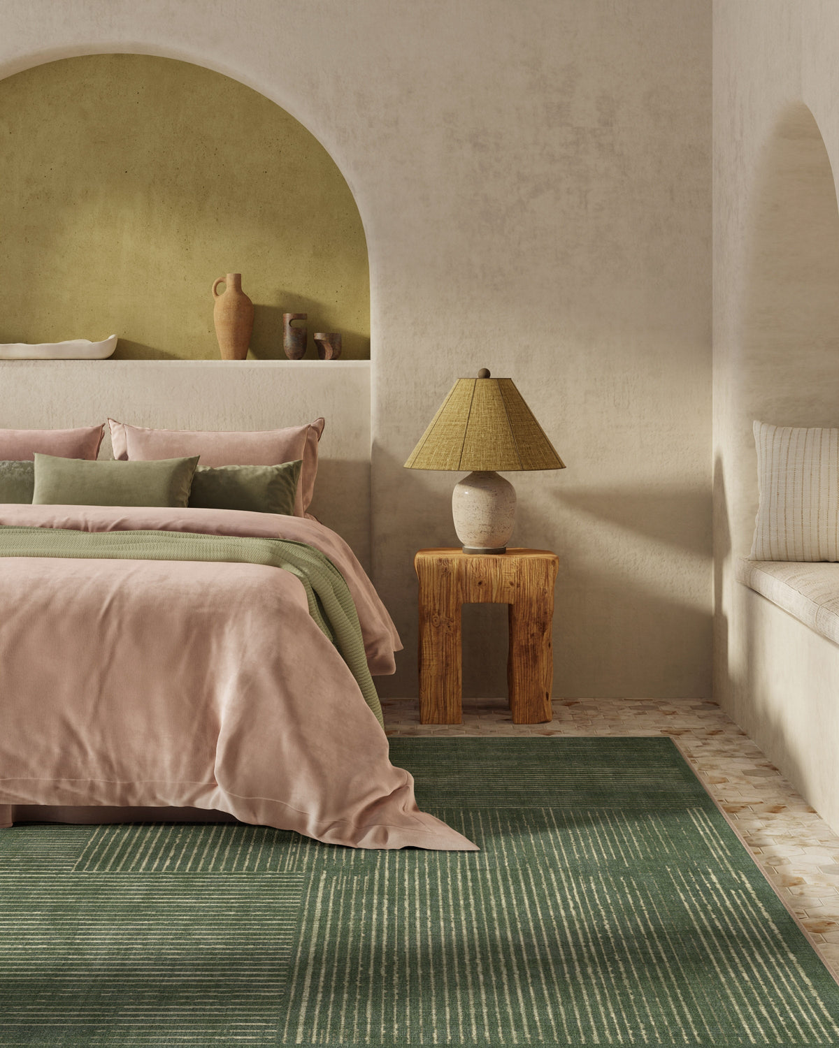 Linear Oasis Green Rug
