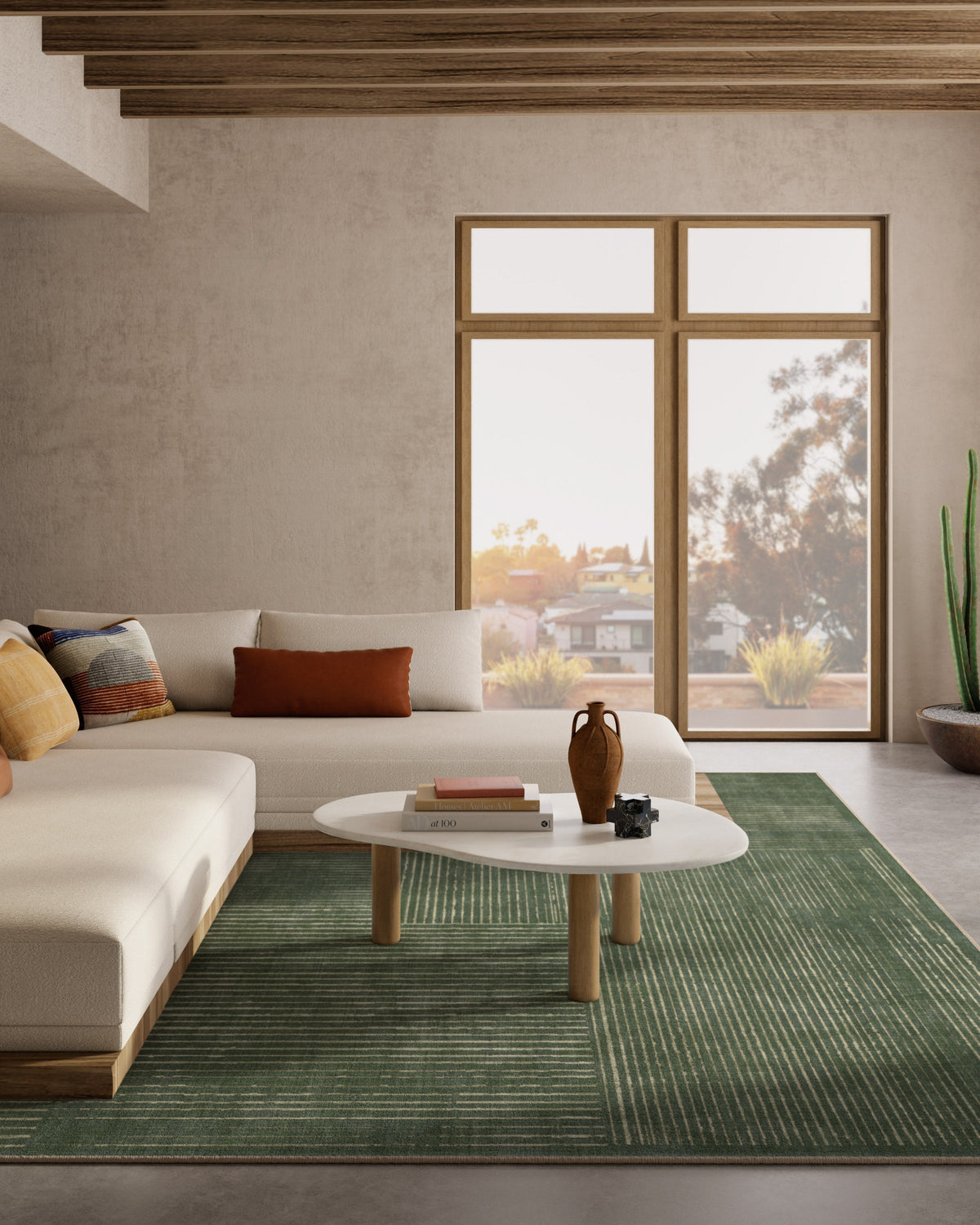 Linear Oasis Green Flatwoven Rug