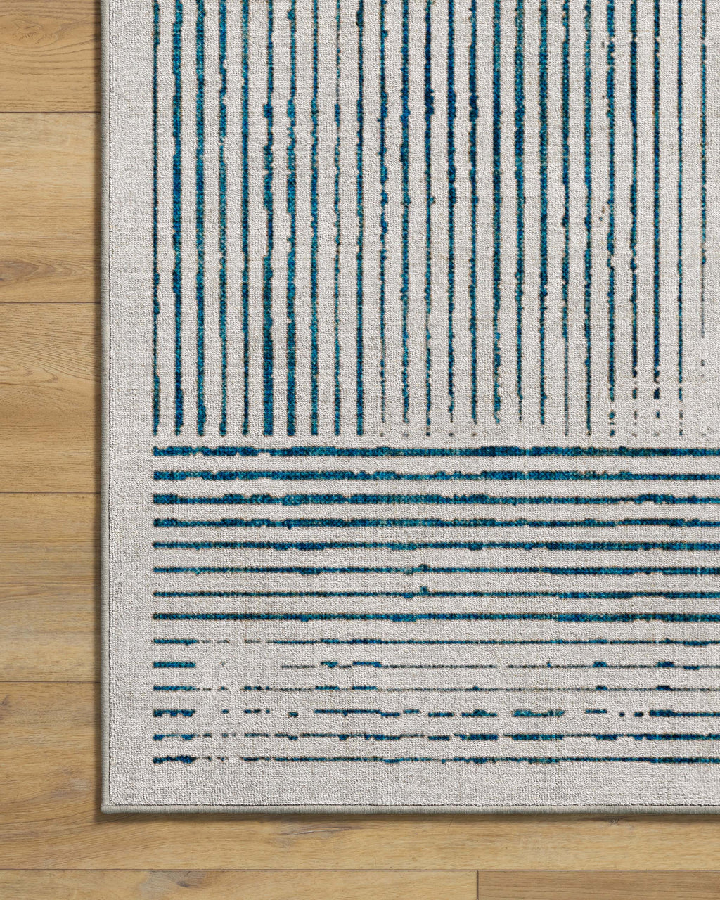 Linear Oasis Ivory & Blue Rug