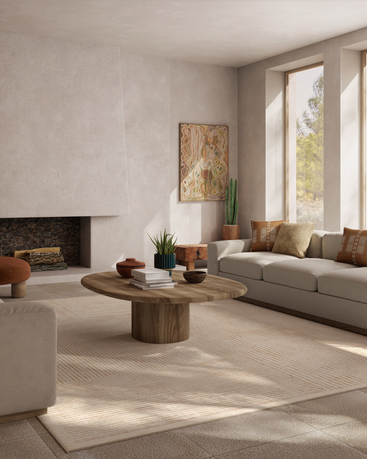 Linear Oasis Neutral Rug