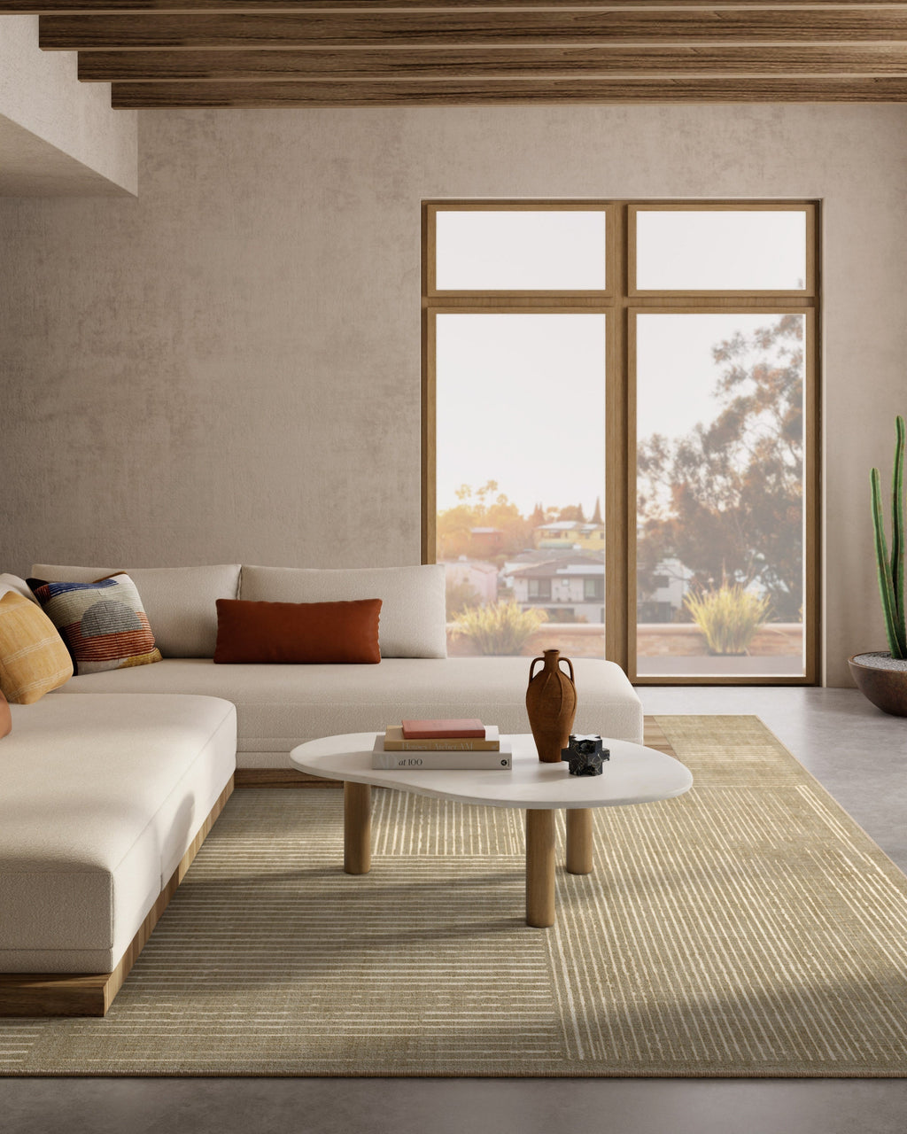 Linear Oasis Warm Taupe Flatwoven Rug