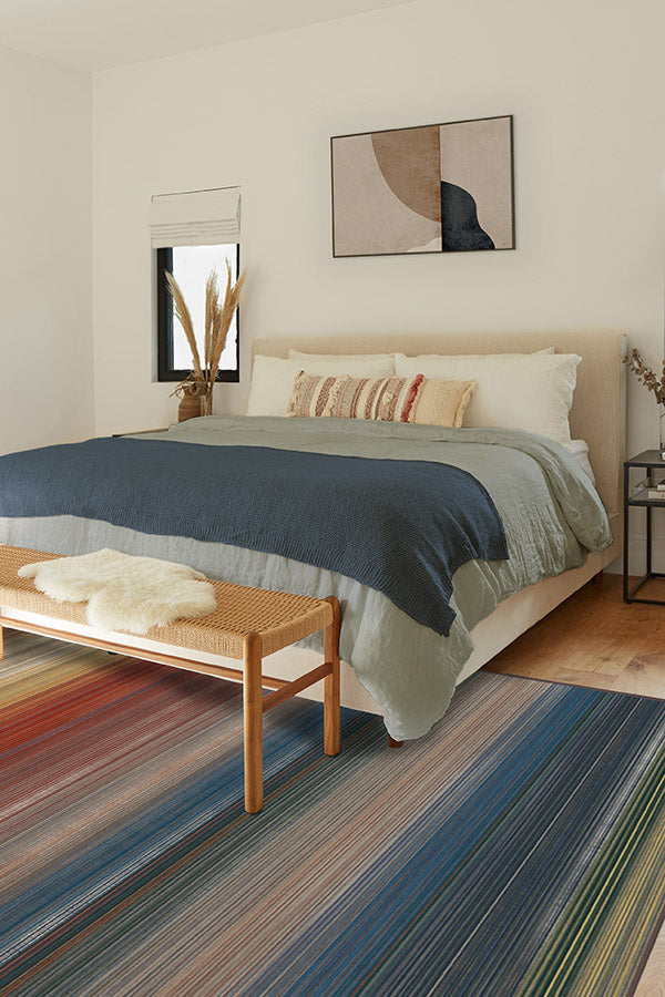 Linear Striped Multicolor Flatwoven Rug