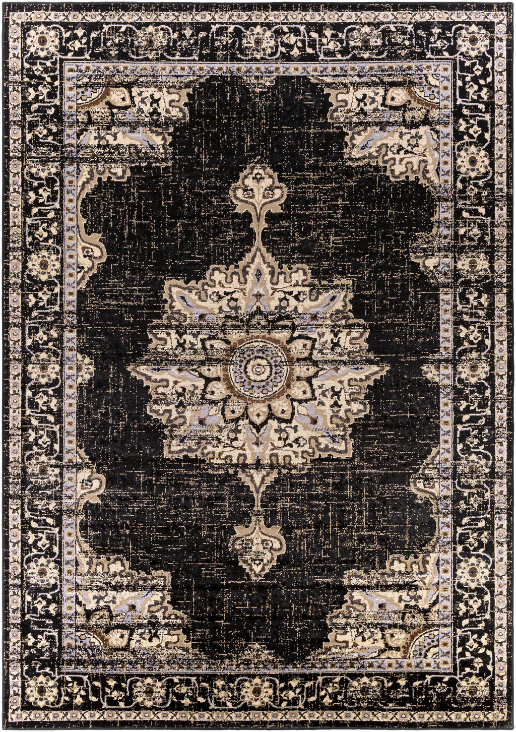 Lostwithiel Black Medallion Rug