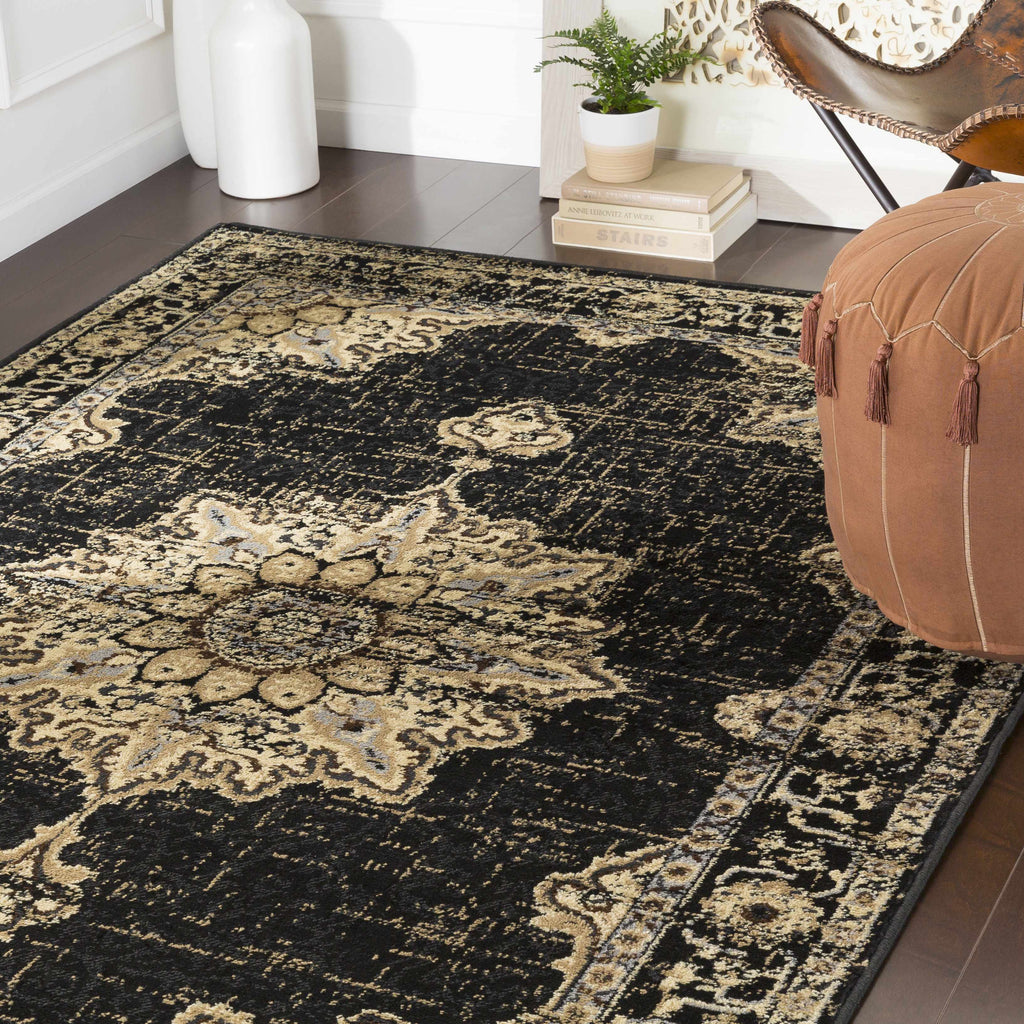 Lostwithiel Black Medallion Rug