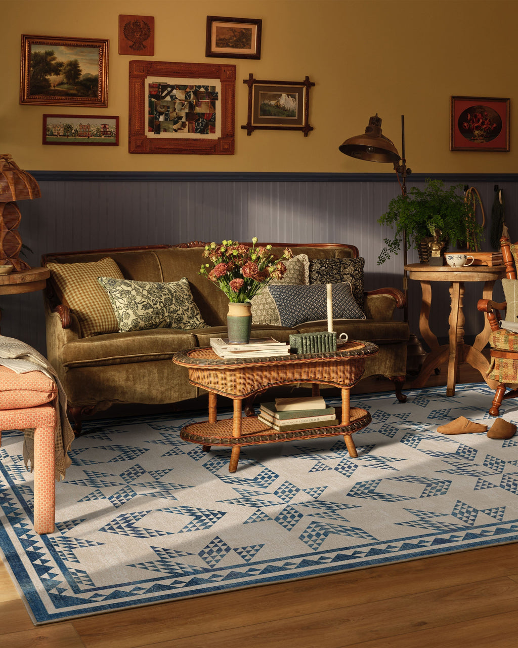 Louisa Cream & Blue Rug