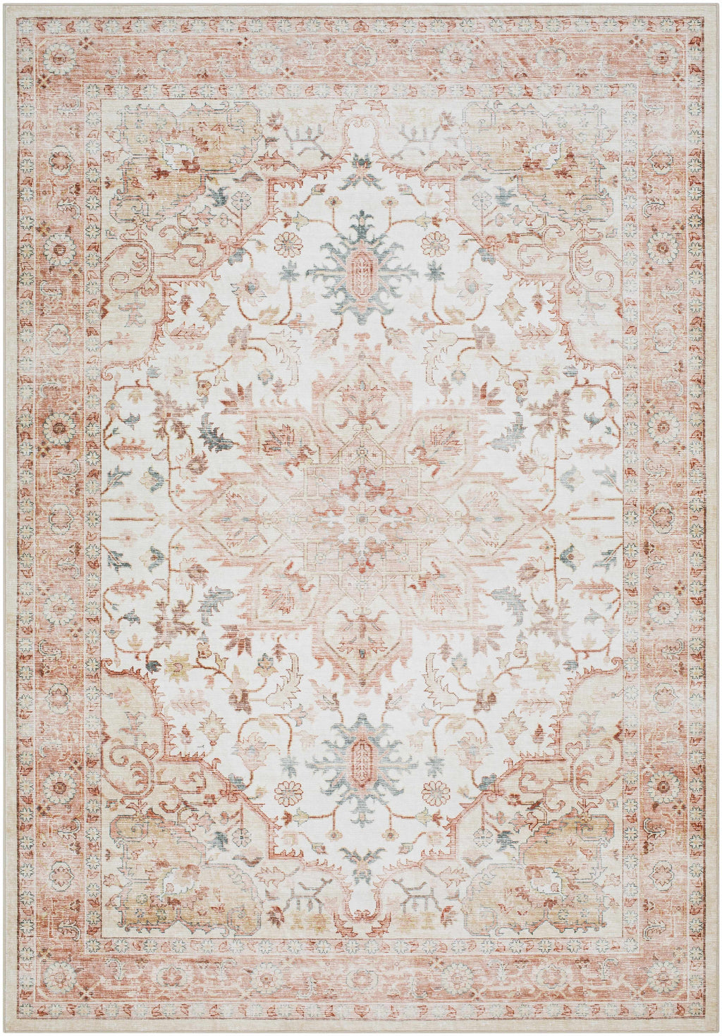 Lotan Pink Medallion Washable Area Rug - Clearance