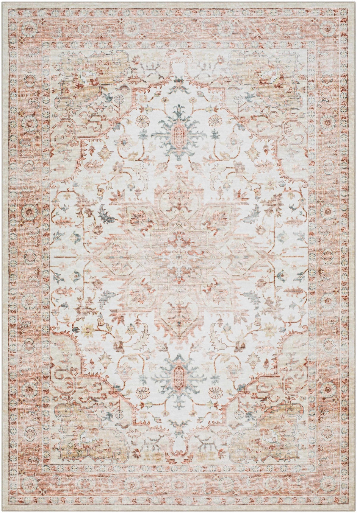 Lotan Pink Medallion Washable Area Rug - Clearance