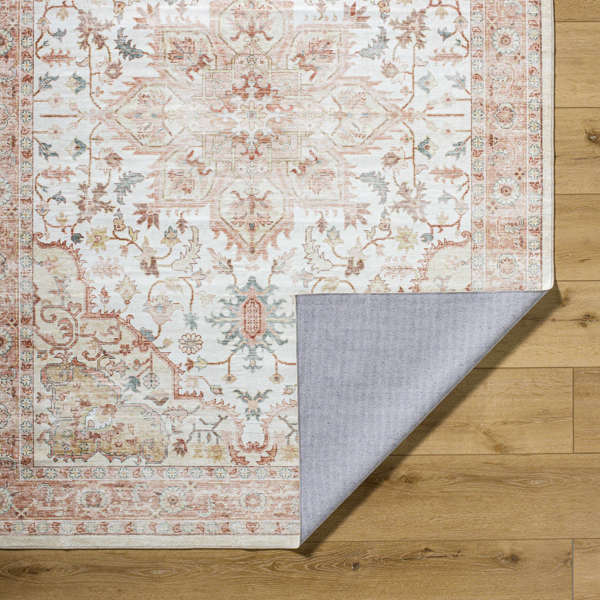 Lotan Pink Medallion Washable Area Rug - Clearance