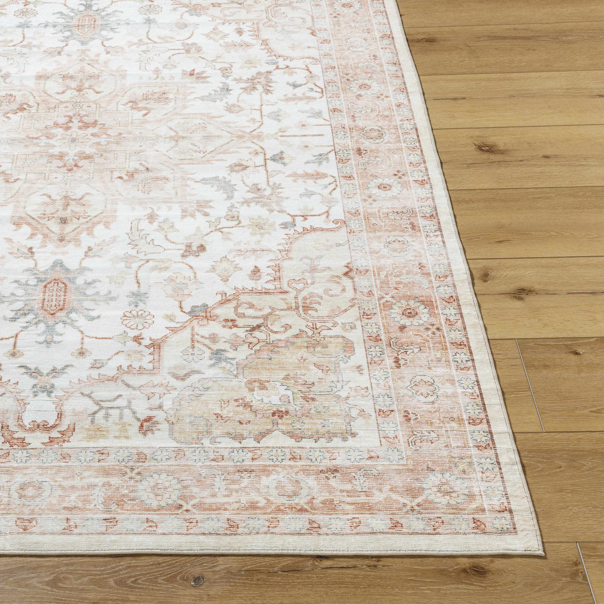 Lotan Pink Medallion Washable Area Rug - Clearance