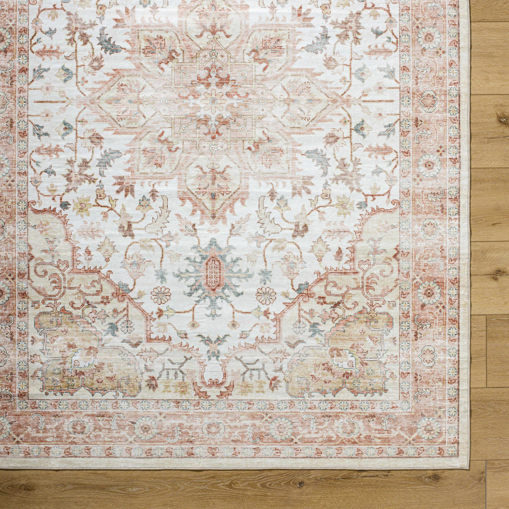 Lotan Pink Medallion Washable Area Rug - Clearance