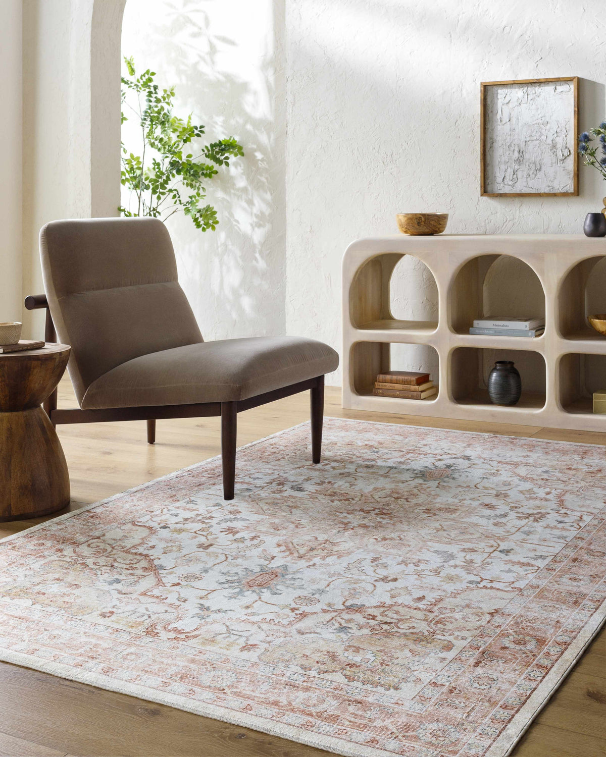 Lotan Pink Medallion Washable Area Rug - Clearance