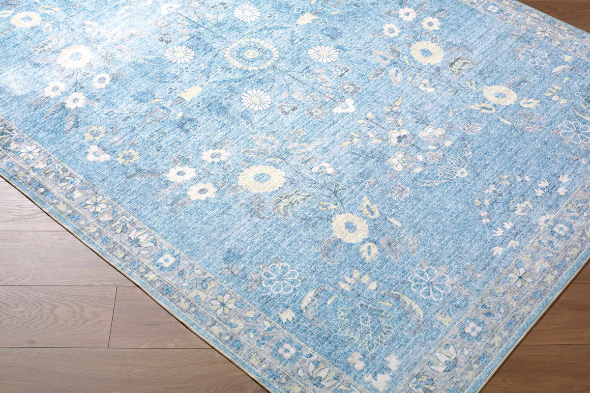 Meyly Blue Washable Area Rug