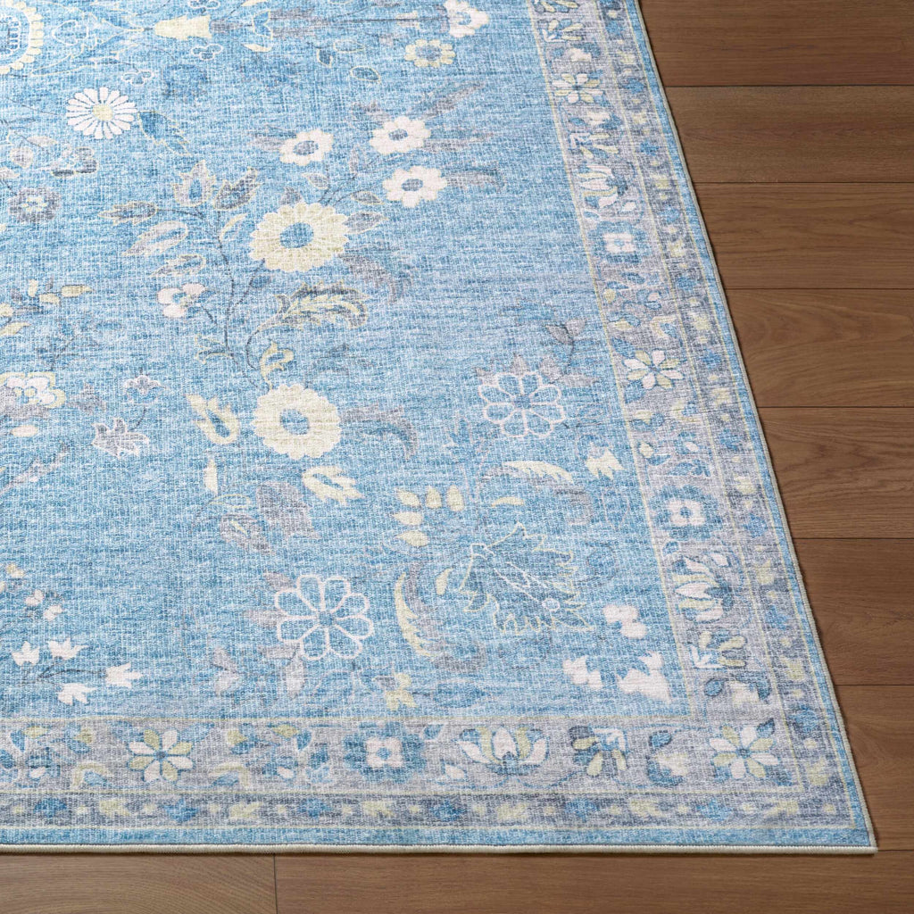 Meyly Blue Washable Area Rug