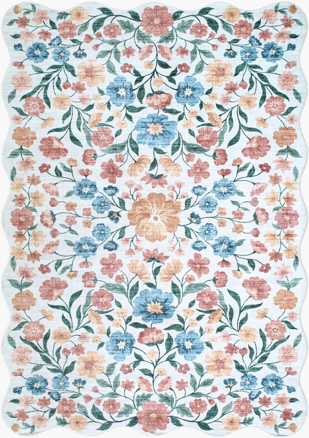 Muwo Floralnature Modern Machine Woven Polyester Washable Area Rug