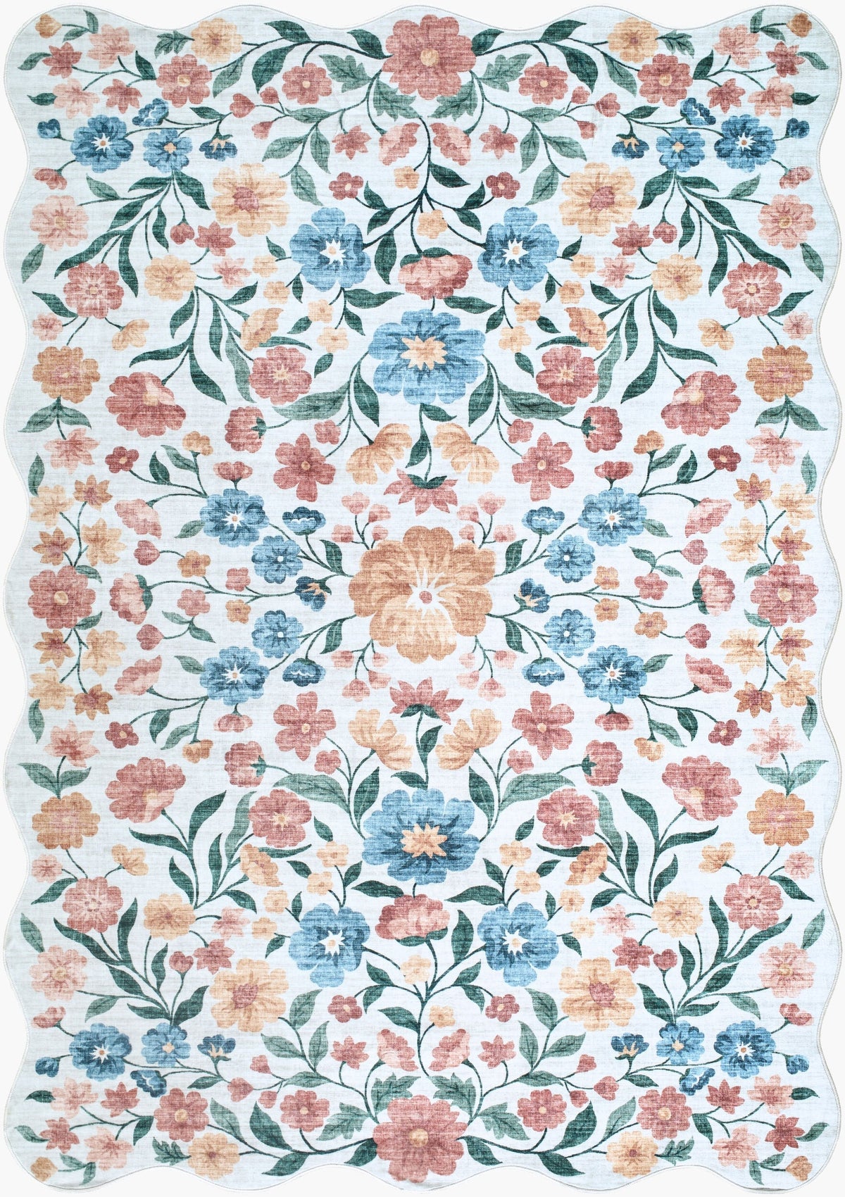 Muwo Floralnature Modern Machine Woven Polyester Washable Area Rug