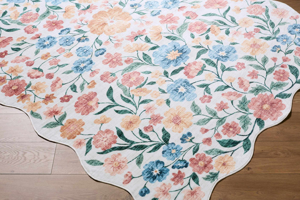 Muwo Floralnature Modern Machine Woven Polyester Washable Area Rug