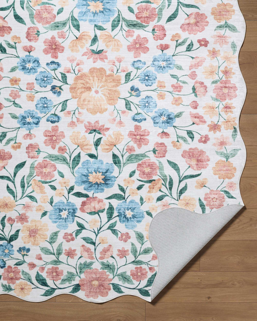 Muwo Floralnature Modern Machine Woven Polyester Washable Area Rug
