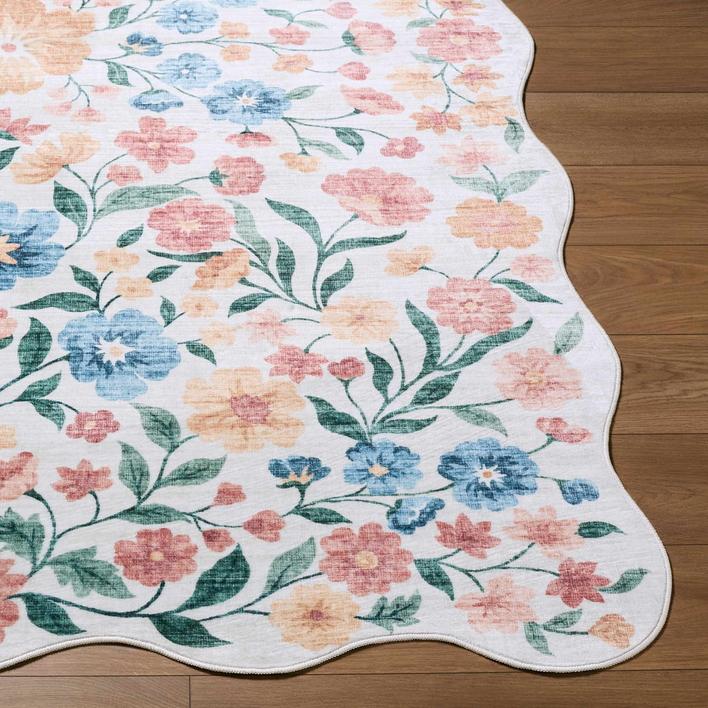 Muwo Floralnature Modern Machine Woven Polyester Washable Area Rug