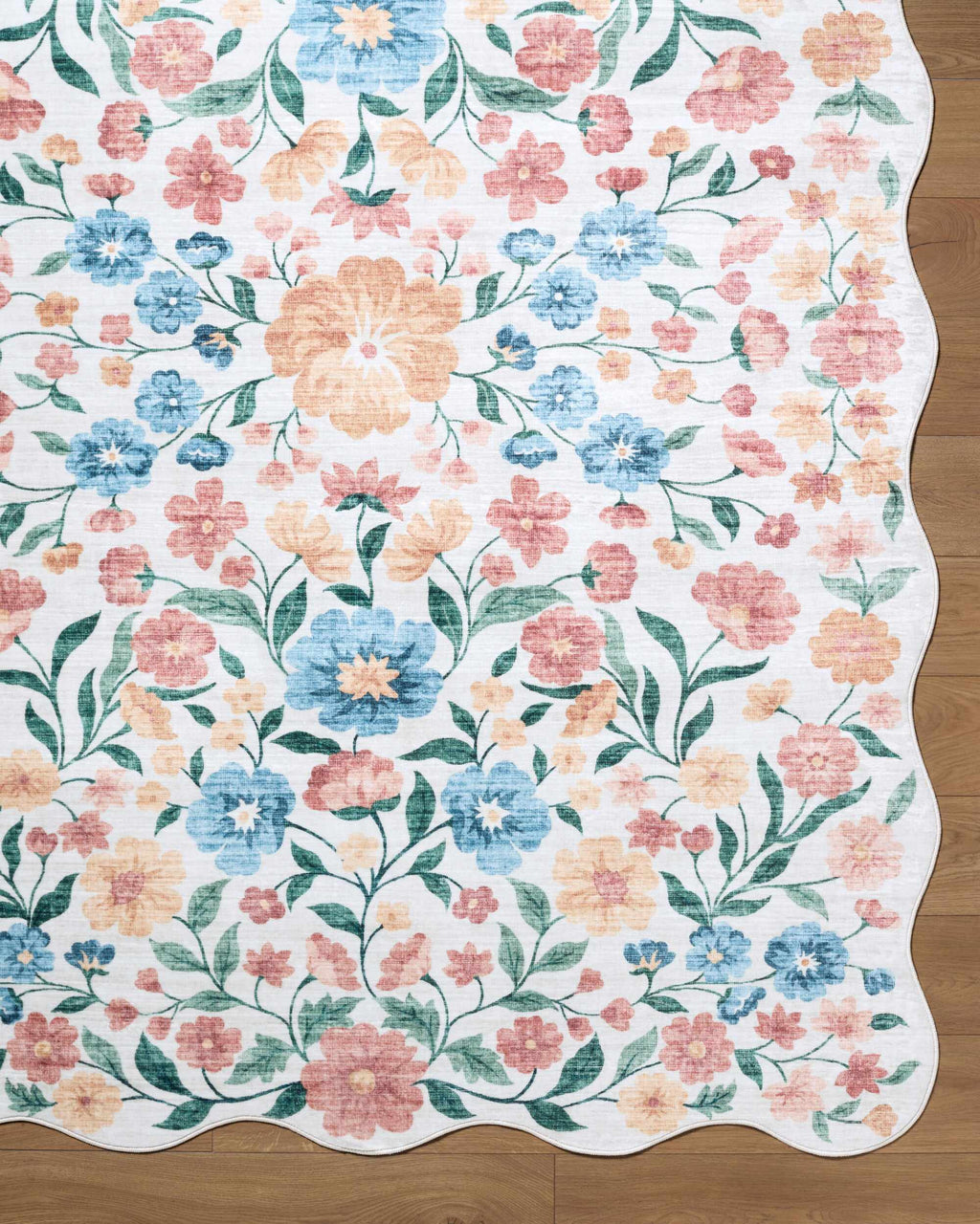 Muwo Floralnature Modern Machine Woven Polyester Washable Area Rug
