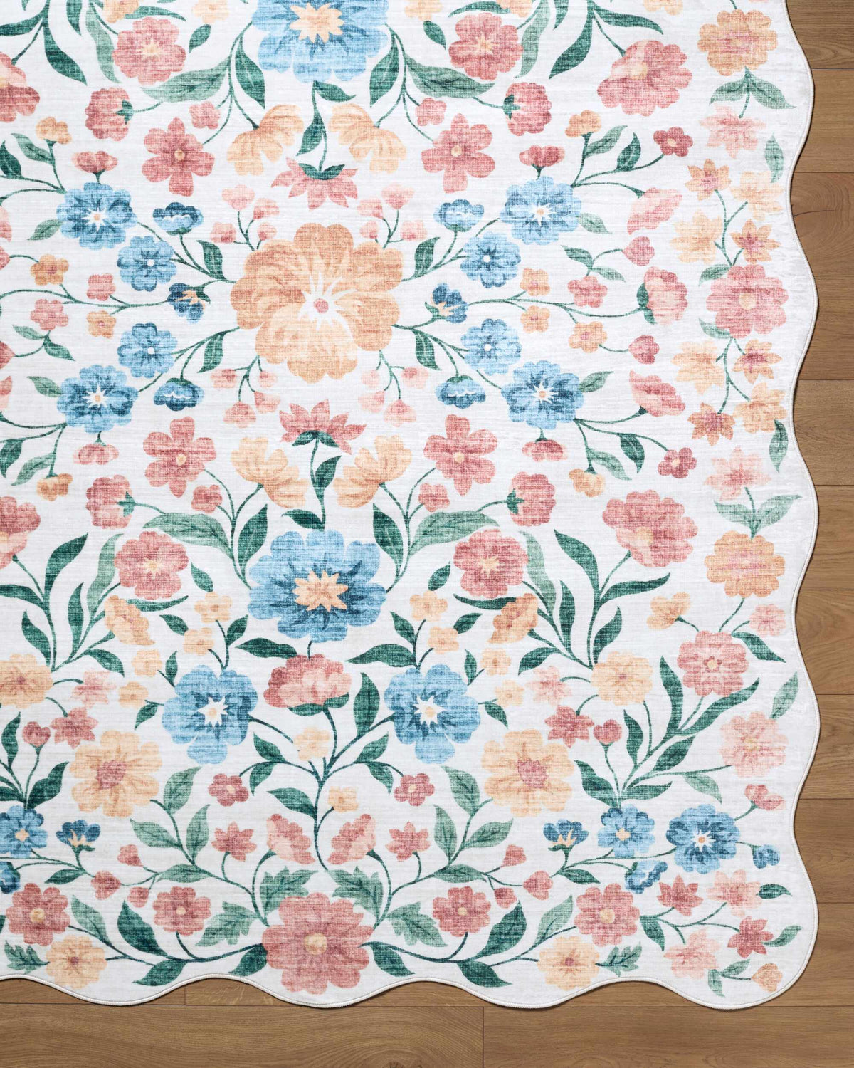 Muwo Floralnature Modern Machine Woven Polyester Washable Area Rug