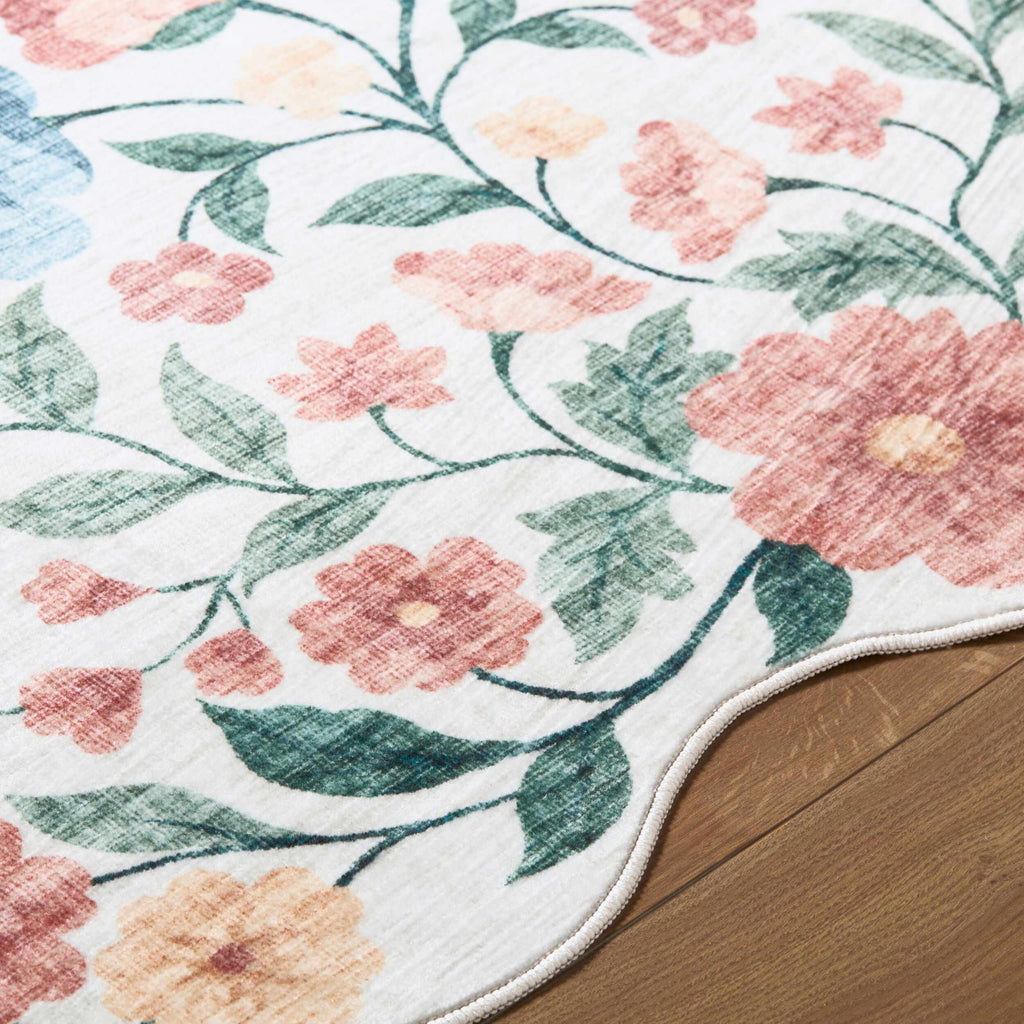 Muwo Floralnature Modern Machine Woven Polyester Washable Area Rug