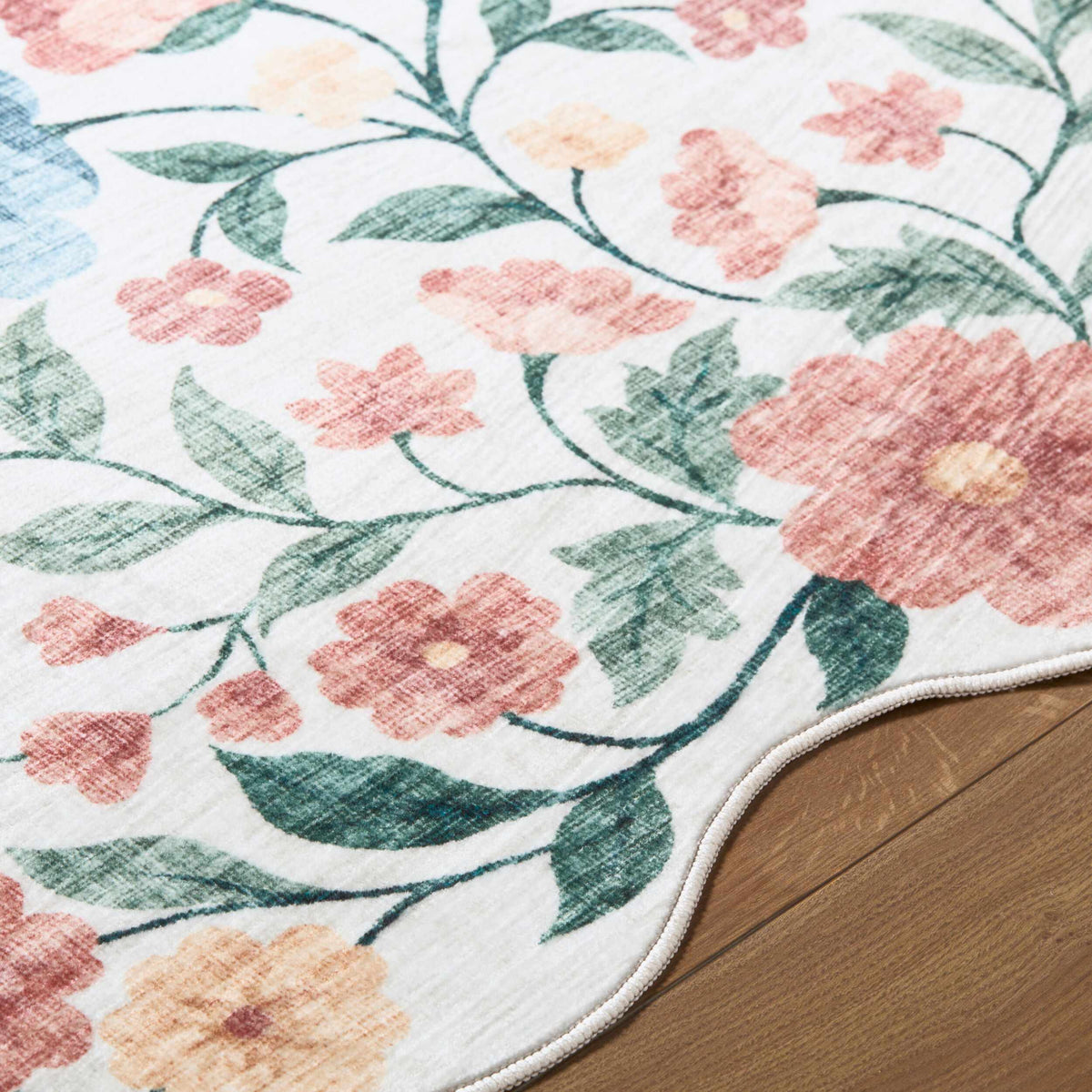 Muwo Floralnature Modern Machine Woven Polyester Washable Area Rug
