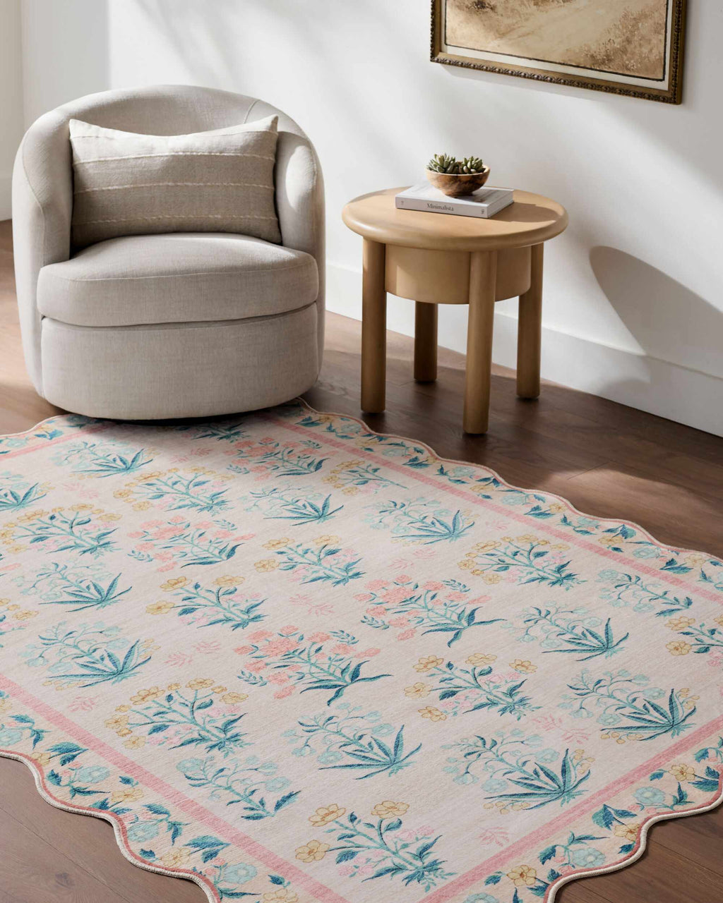 Bufae Floralnature Modern Machine Woven Polyester Washable Area Rug
