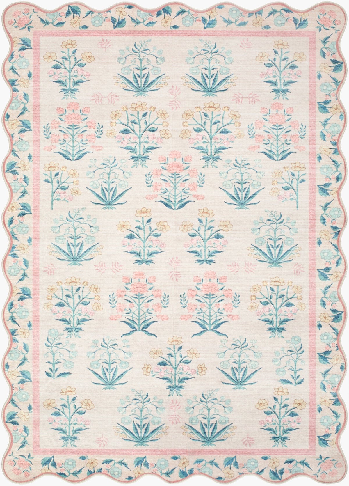 Bufae Floralnature Modern Machine Woven Polyester Washable Area Rug