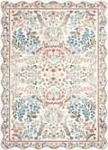 Likoa Ivory Floralnature Machine Woven Polyester Washable Area Rug