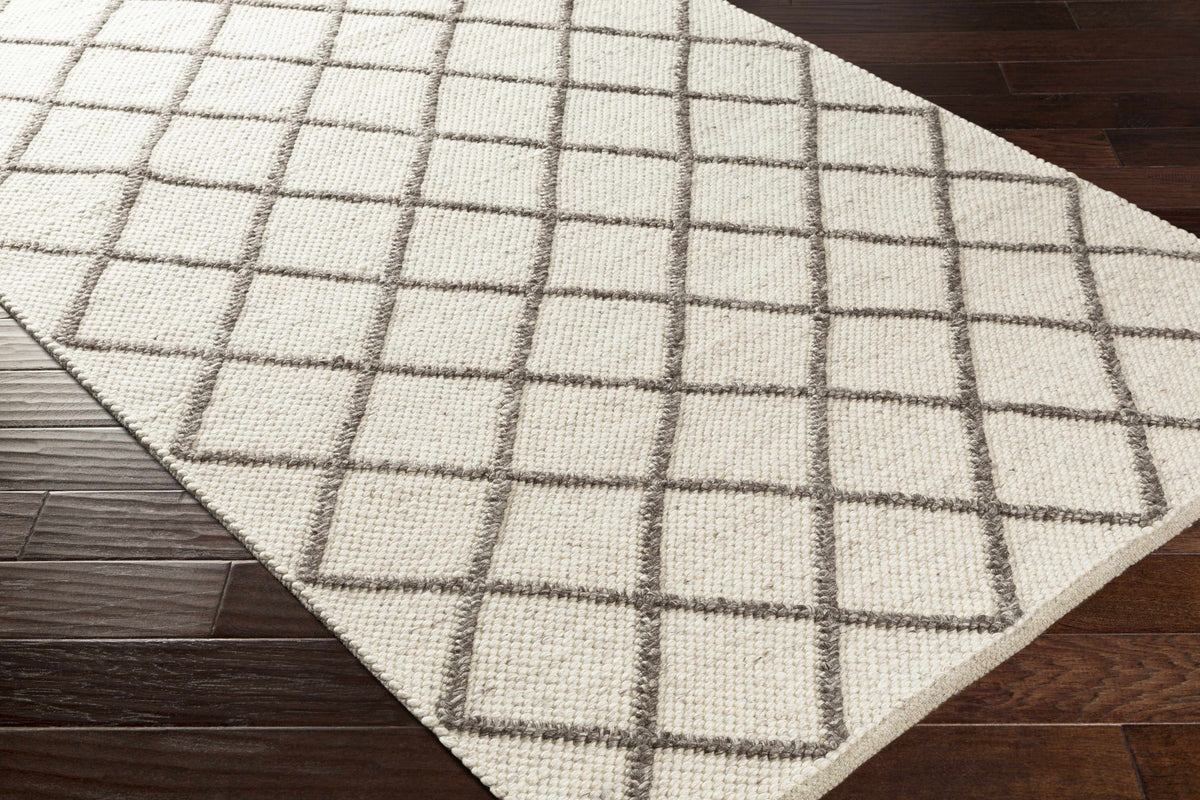 Syosset Cream/Brown Trellis Wool&Viscose Rug - Clearance