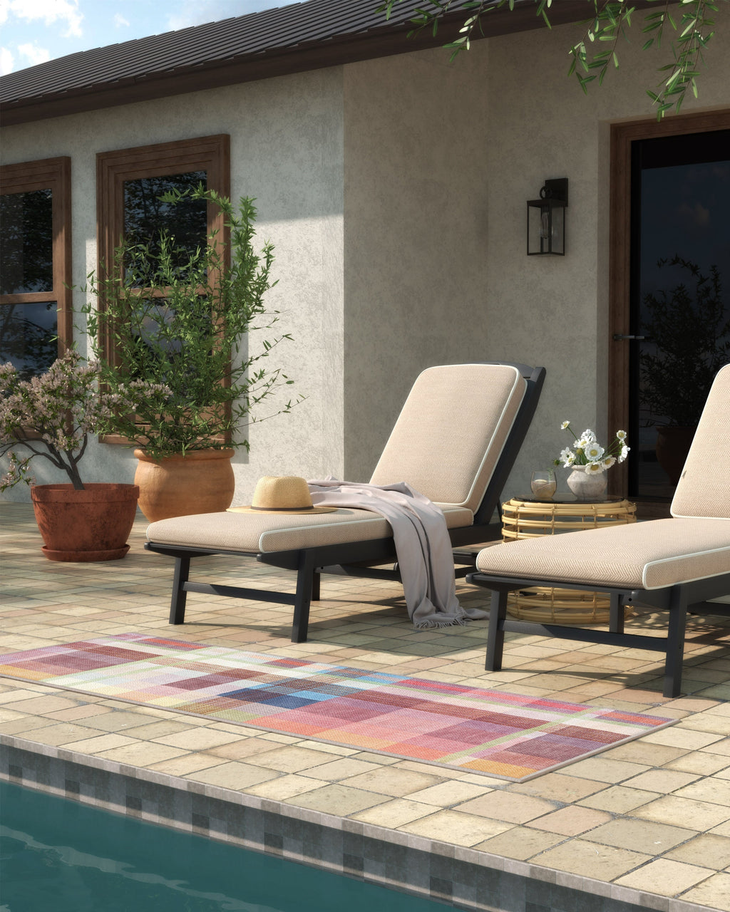 Margot Plaid Berry Multicolor Outdoor Rug