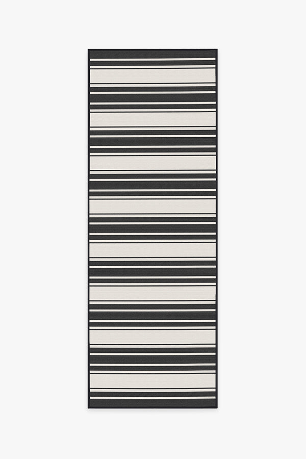 Marina Stripe Black Outdoor Rug